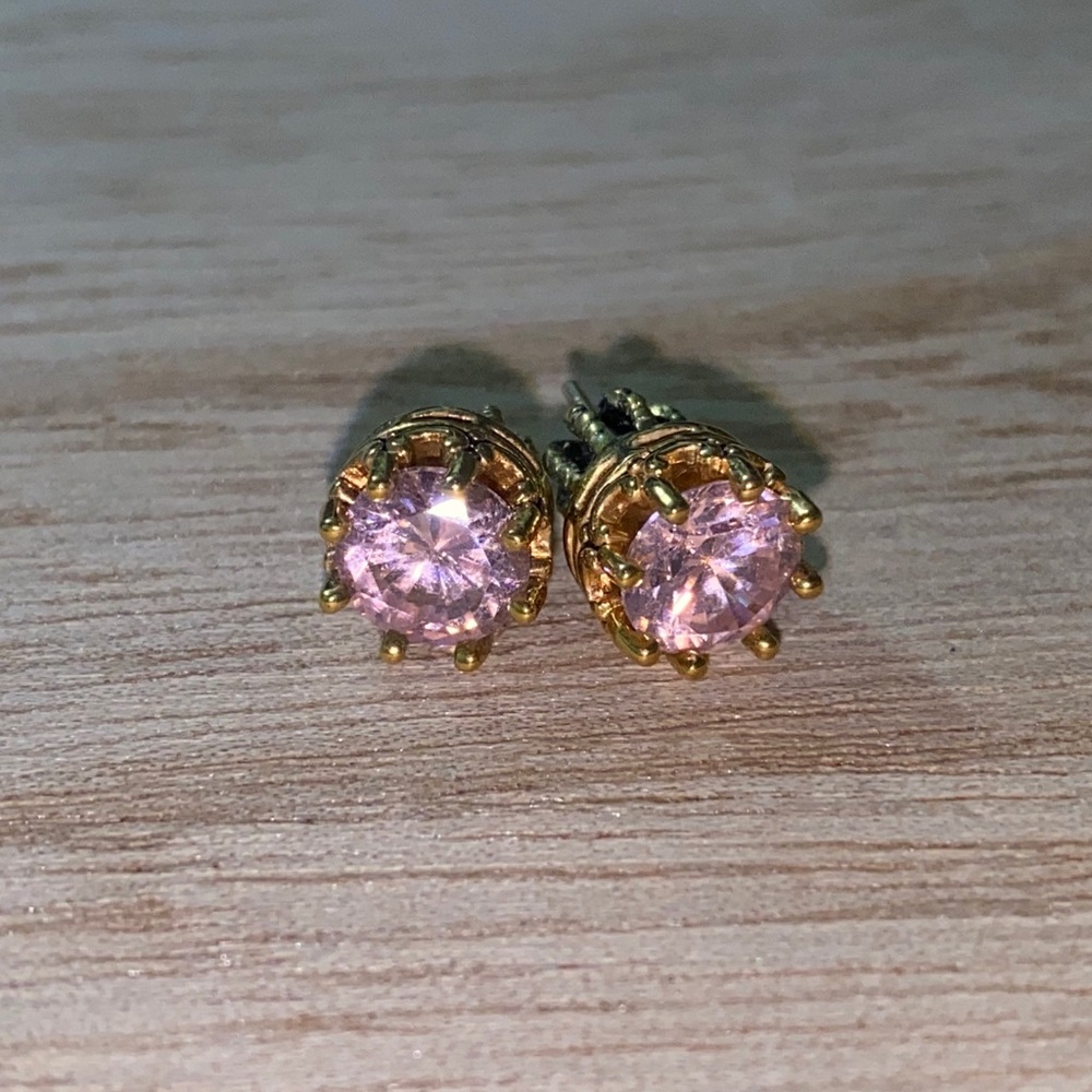 Juicy Couture Pink and Gold Crown Stud Earrings